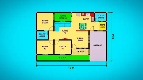 Denah Rumah 11x15 Minimalis