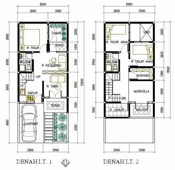 Denah 2 Lantai: Pemisahan Ruang Maksimal